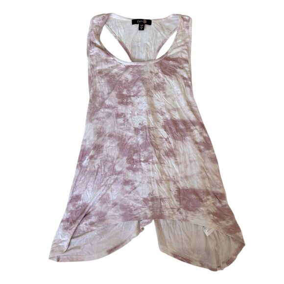 L’urv Purple and White Tie Dye Twist Back Flowy Tank Top - Picture 1 of 4